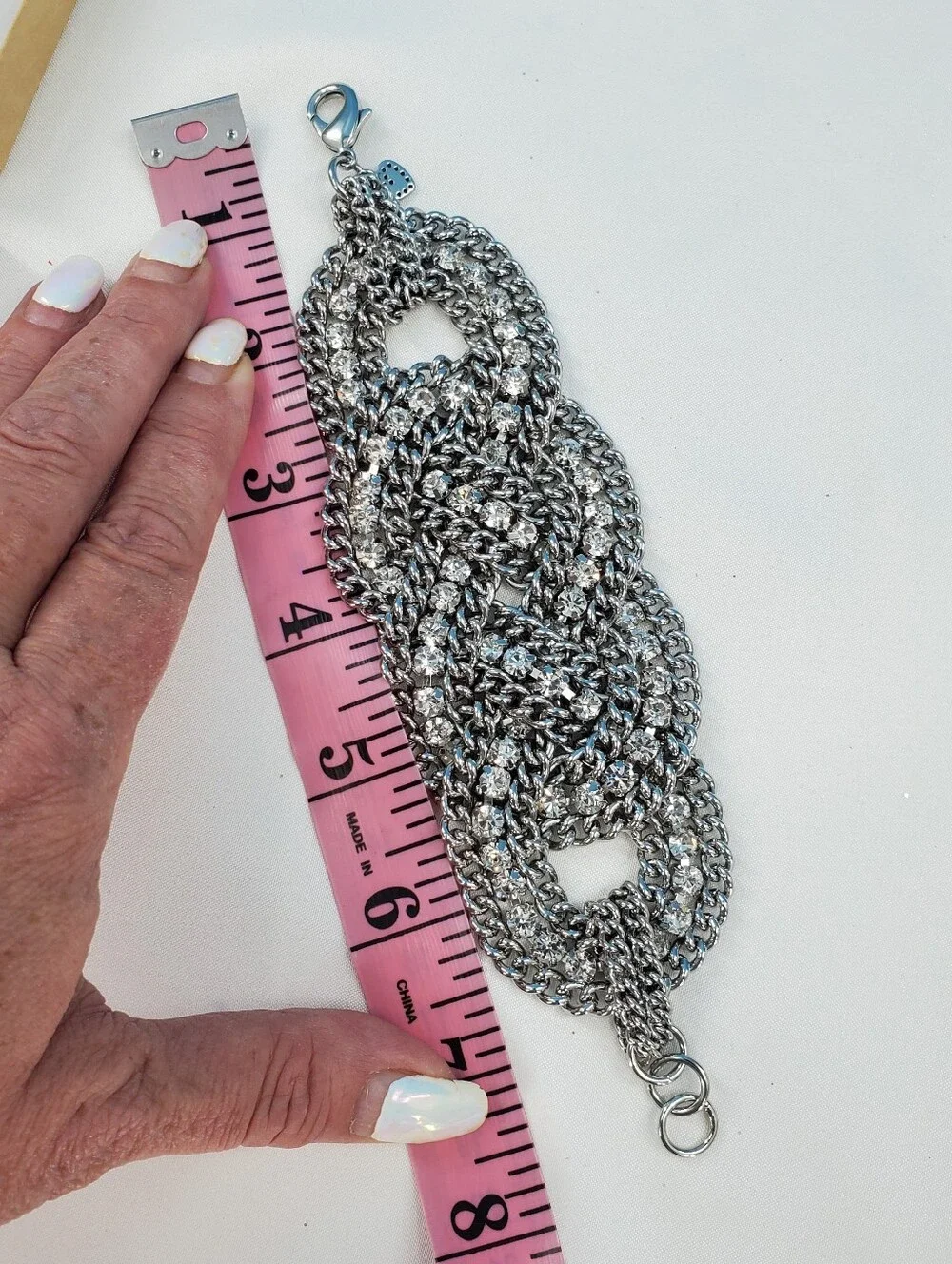 Vintage SPARKLY woven chain and rhinestone bracelet